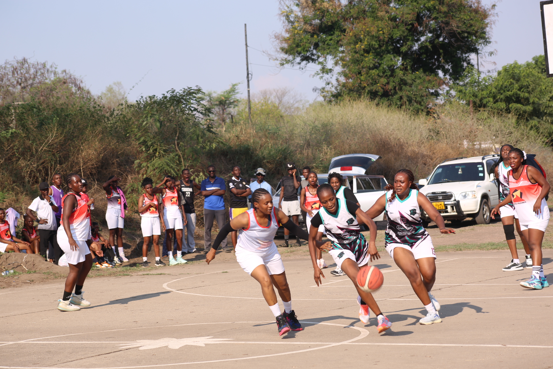 Players contest a women's league game at the Matabeleland North league opener